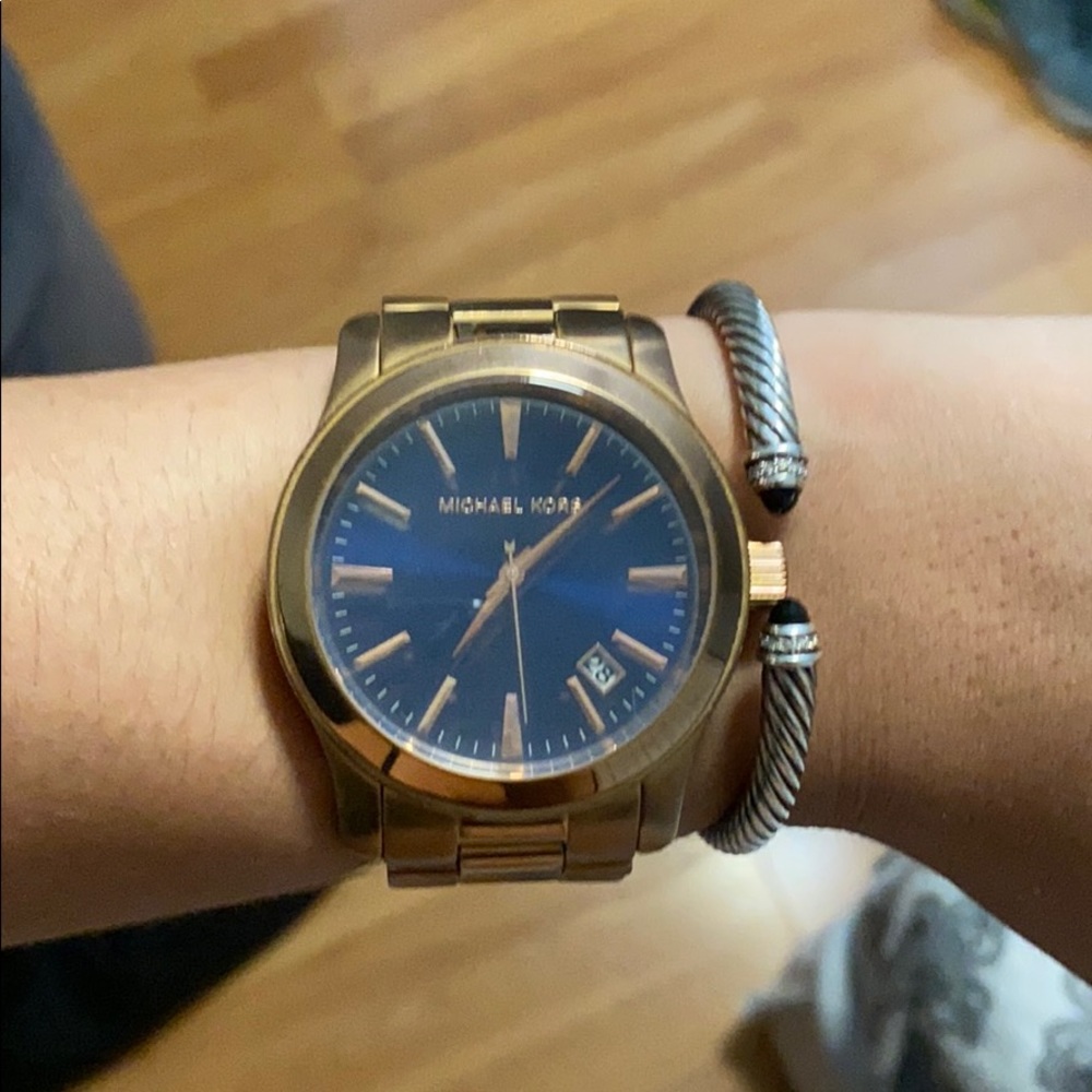 Michael Kors Boyfriend Watch-Rose Gold w/blue face